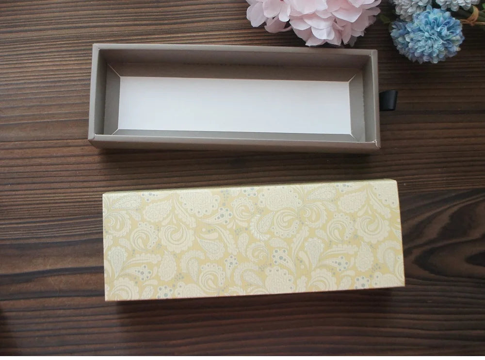 Elegante confezione regalo con motivo floreale blu e giallo, 3 misure, 10 pezzi