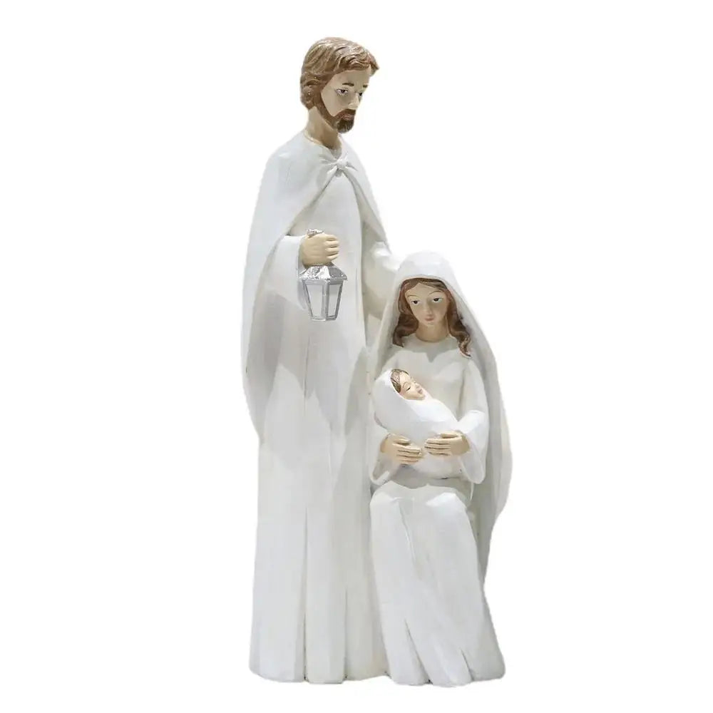 Statuette della Sacra Famiglia di Natale, statuetta del presepe in legno.