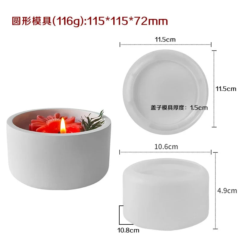 Stampo per candela a forma di tazza, semplice, a strisce, in gesso, cemento, resina e silicone