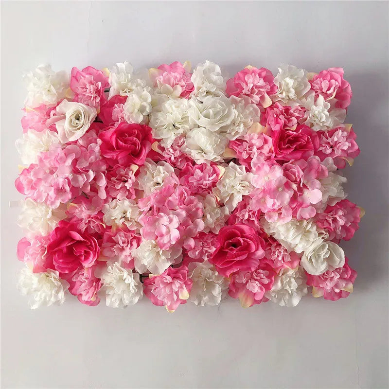 Sfondo decorativo per pareti con fiori artificiali di rose di seta rosa