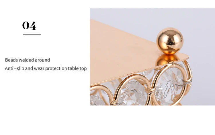 Vassoio rotondo in cristallo con specchio, vassoio da portata di lusso