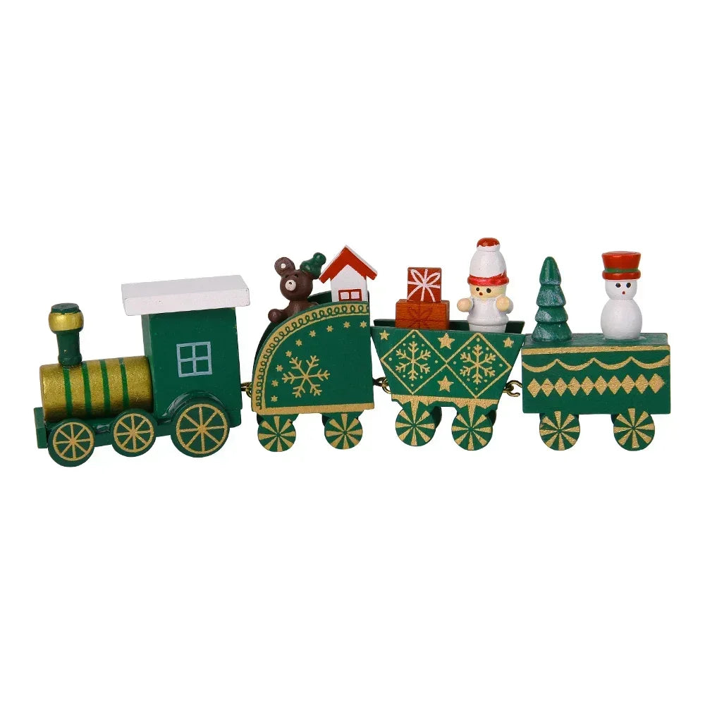 Decorazioni natalizie a forma di treno in legno, decorazione per torta di Babbo Natale