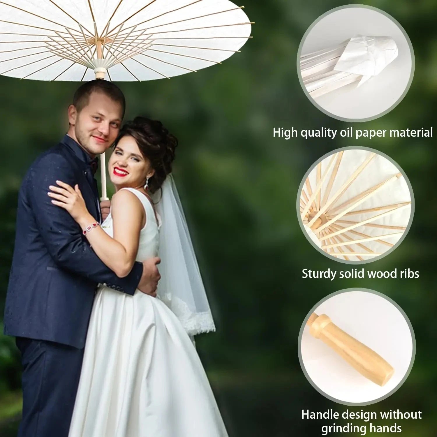 Papierschirm – 30–50 Stück 80 cm weißer Sonnenschirm für Hochzeitsdekoration.