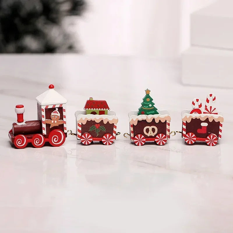 Decorazioni natalizie a forma di treno in legno, decorazione per torta di Babbo Natale