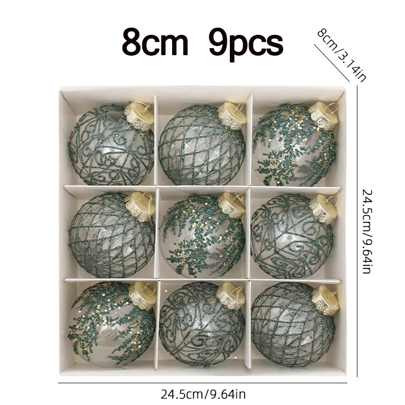Set di palline di Natale per feste infrangibili trasparenti da 8 cm.