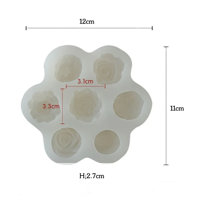Stampi in silicone 3D per rose e peonie - 7 pezzi 
