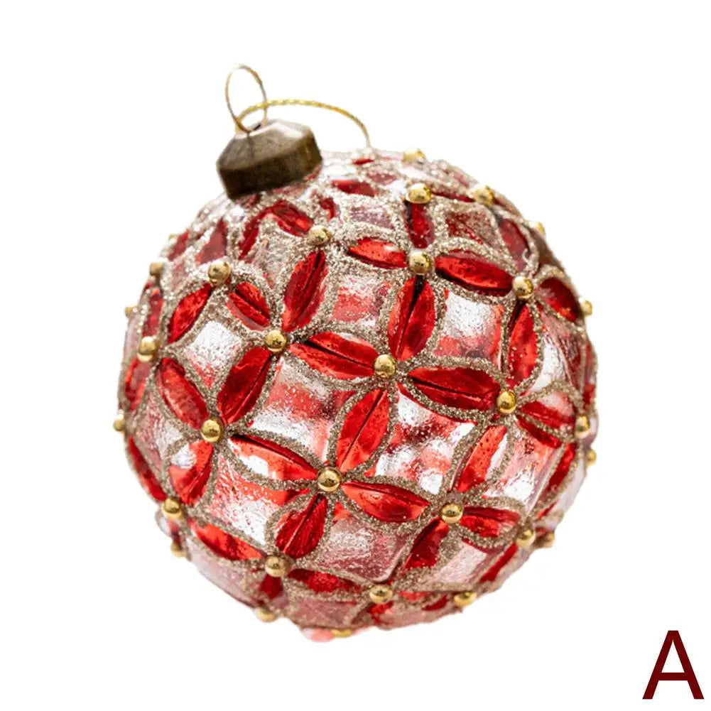 Decorazioni per l'albero di Natale, palline di vetro glitterate.