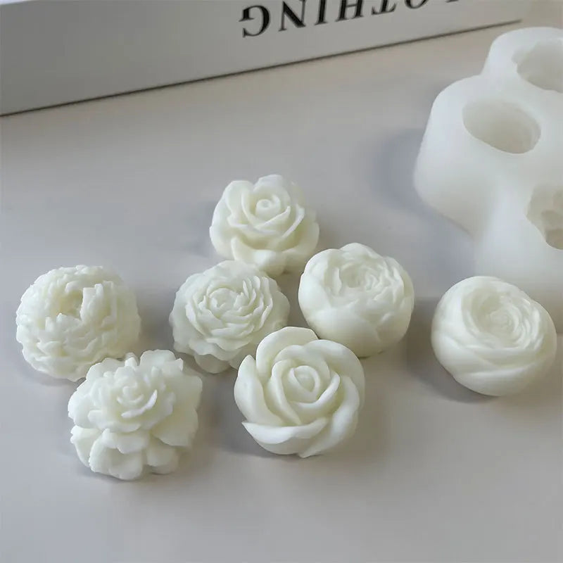 Stampi in silicone 3D per rose e peonie - 7 pezzi 