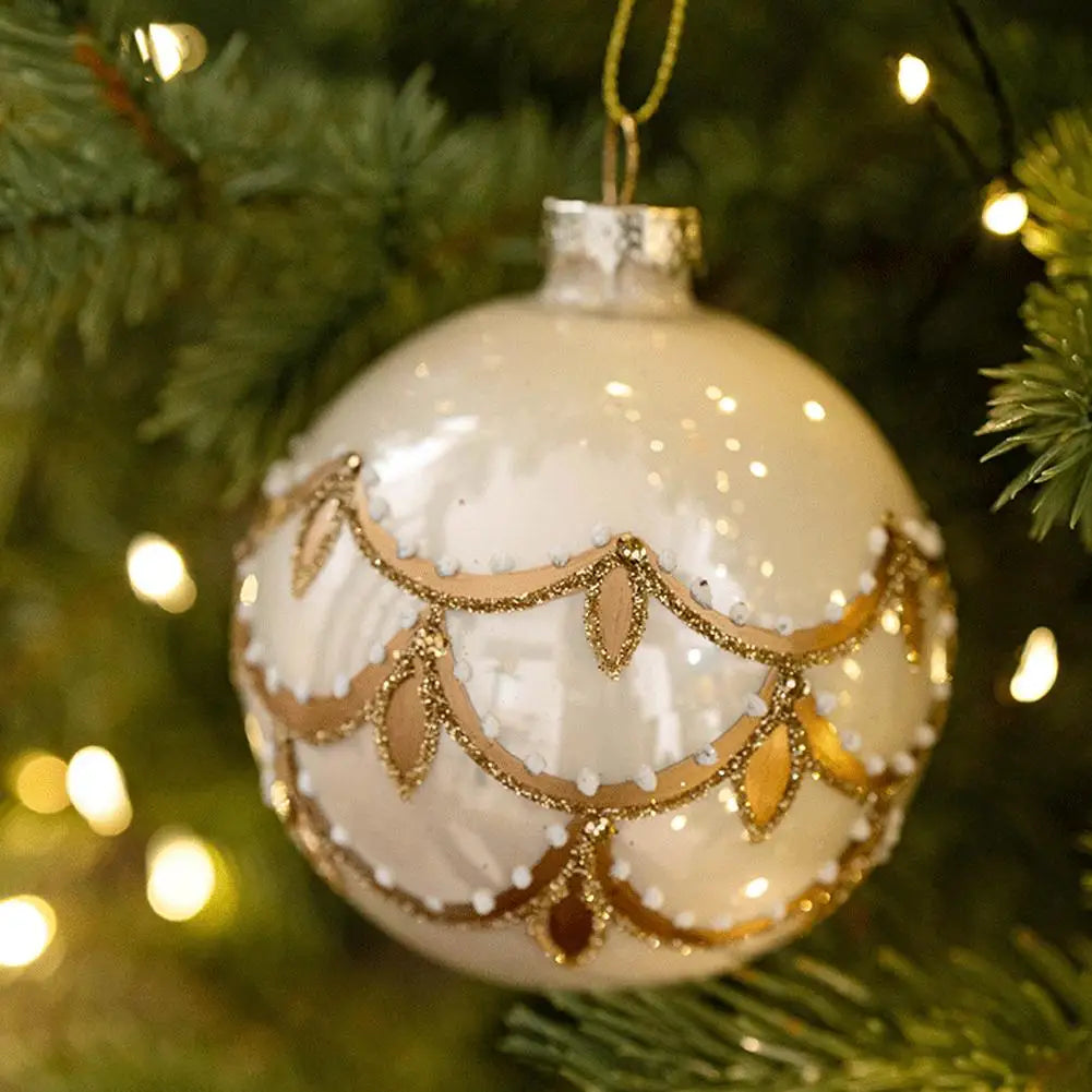 Decorazioni per l'albero di Natale, palline di vetro glitterate.