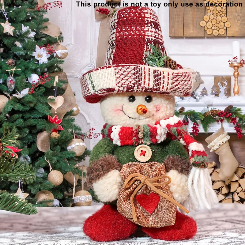 Albero di Natale in poliestere resistente con Babbo Natale e pupazzo di neve.