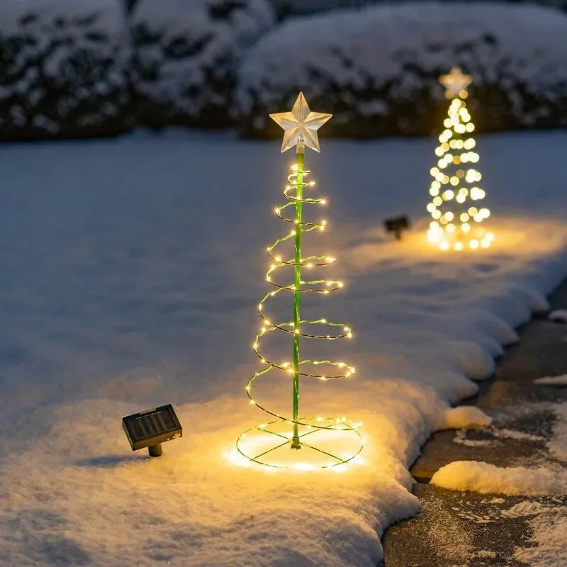 Luci solari a LED per albero di Natale, da esterno, da giardino, da cortile.