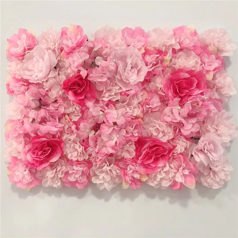 Sfondo decorativo per pareti con fiori artificiali di rose di seta rosa