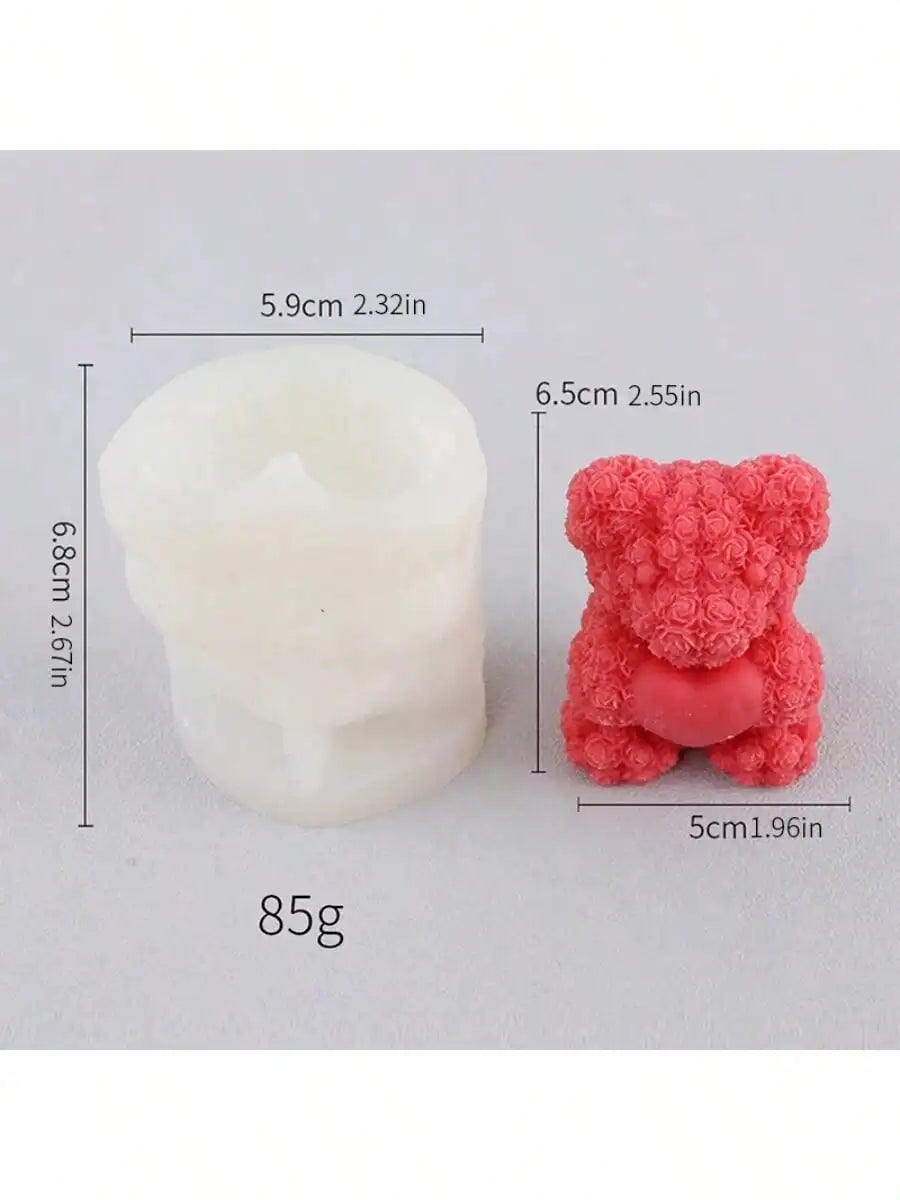 Stampo a forma di cuore a forma di orsetto rosa per la realizzazione di candele