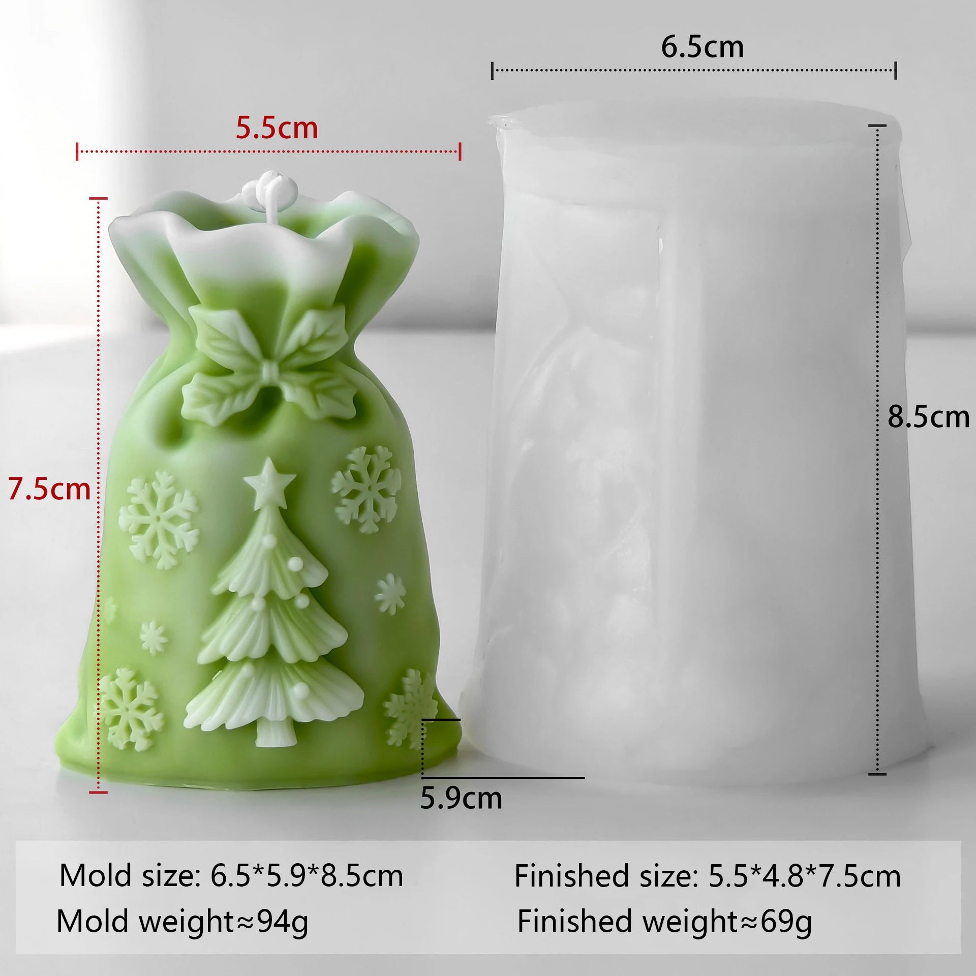 Stampo in silicone per candele a forma di sacchetto regalo di Natale