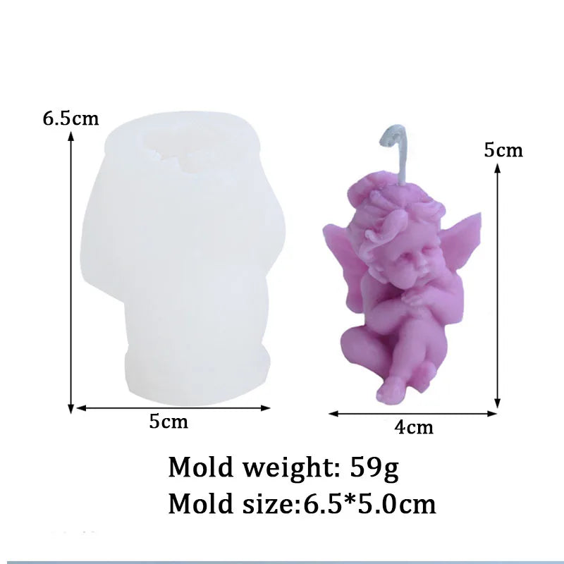 Stampo in silicone a forma di angelo per realizzare candele per aromaterapia in gesso.