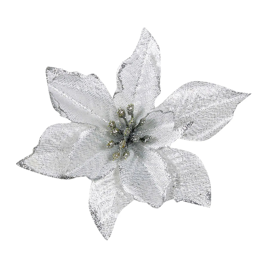 Fiori di Natale artificiali 12 pezzi di ornamenti glitterati