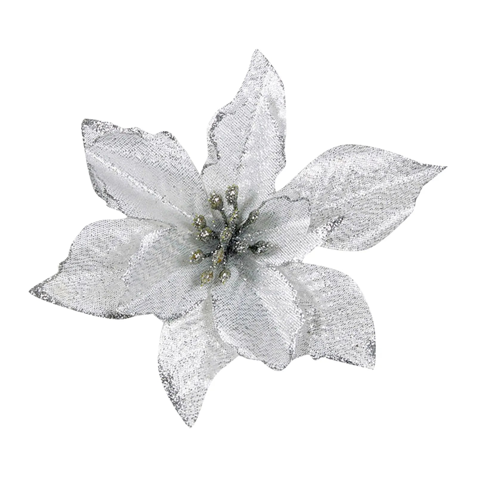 Fiori di Natale artificiali 12 pezzi di ornamenti glitterati