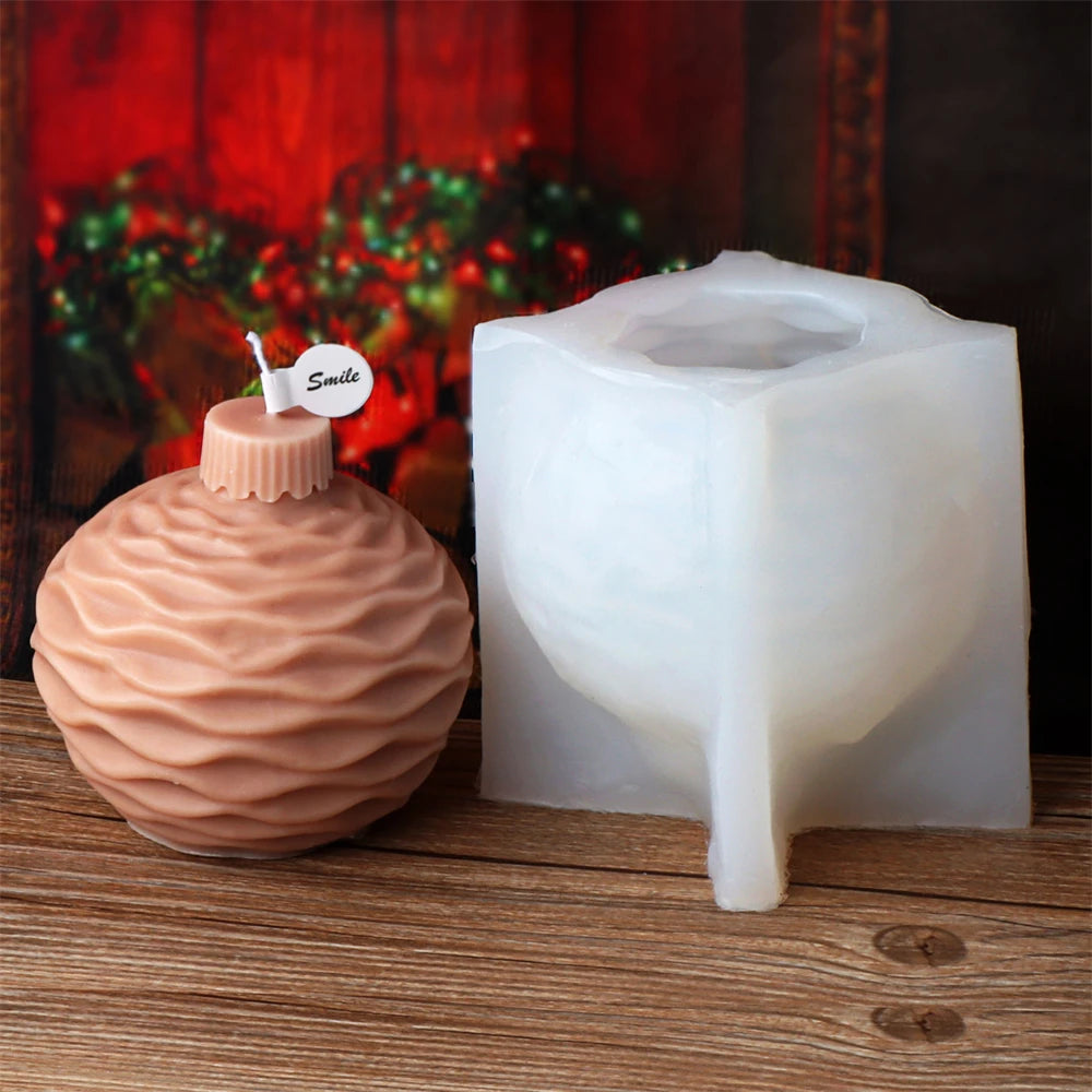 Christmas Ball Silicone Candle Mold 3D Geometric Sphere Aromatherapy.