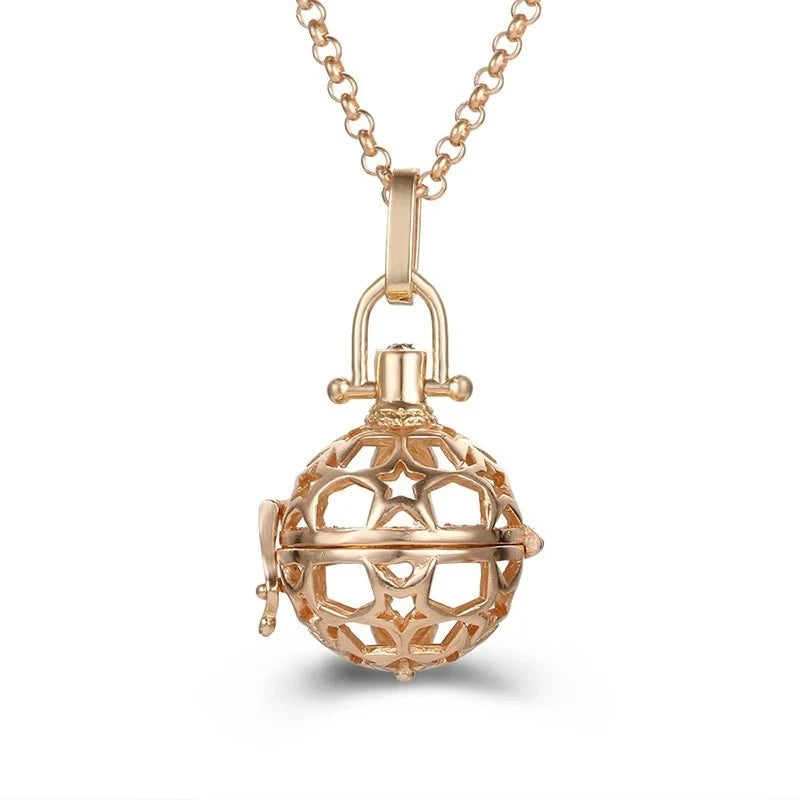 Collana con medaglione, campanellino musicale Mexico Chime, chiamata a sfera degli angeli, collana vintage per gravidanza, diffusore di oli essenziali per aromaterapia, accessori