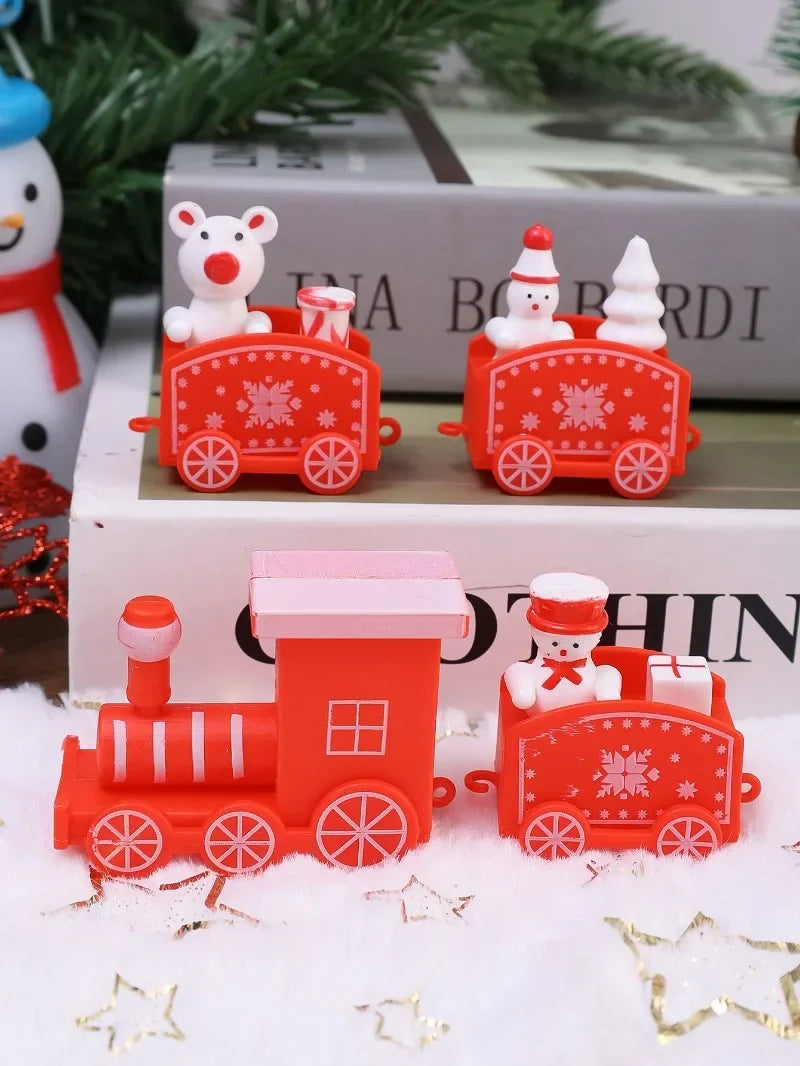 Decorazioni natalizie a forma di treno in legno, decorazione per torta di Babbo Natale