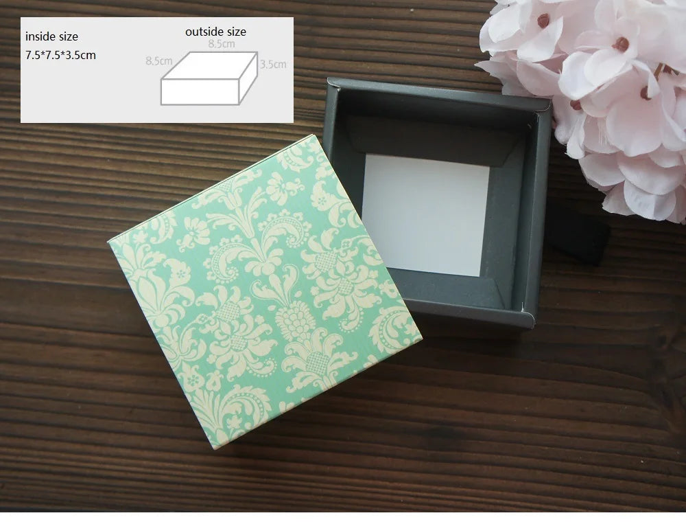 Elegante confezione regalo con motivo floreale blu e giallo, 3 misure, 10 pezzi