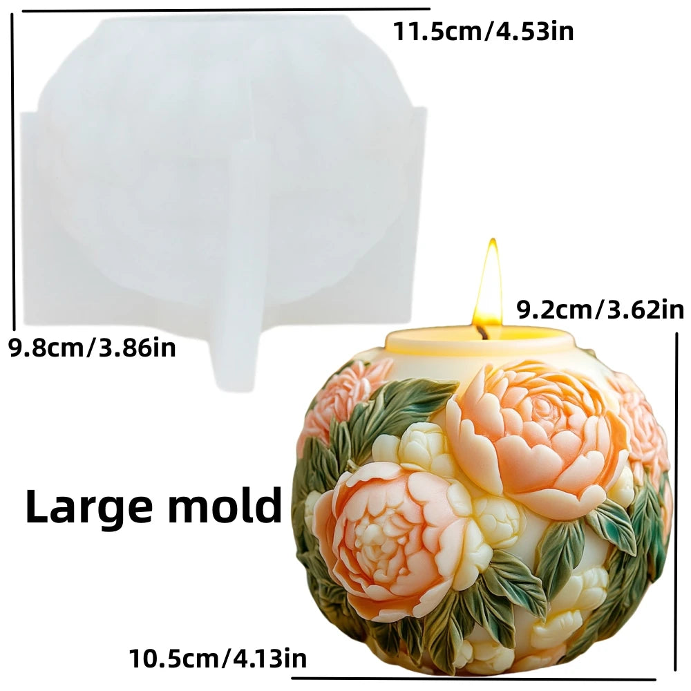 Grande stampo in silicone per candela a forma di rosa con fiore di peonia