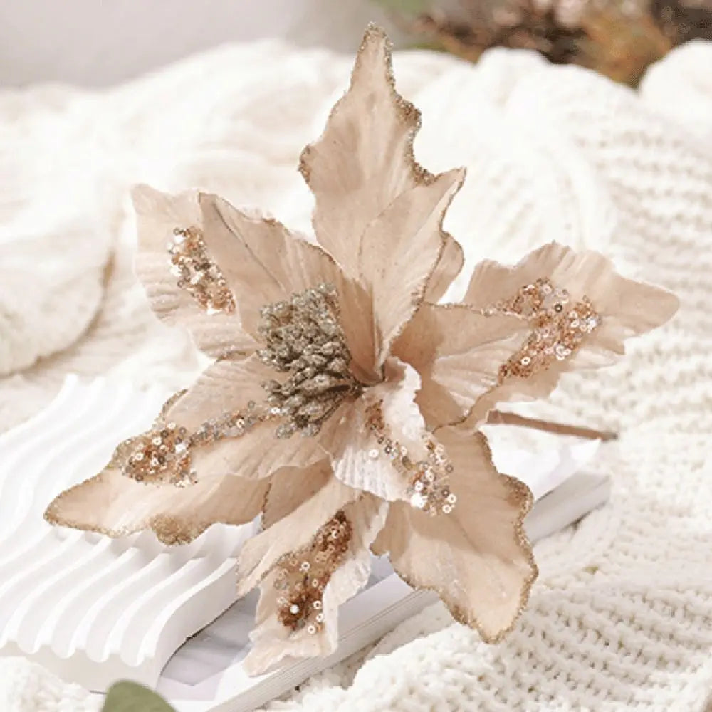 Fiore di Natale artificiale unico e bellissimo, con glitter da appendere, 4 colori