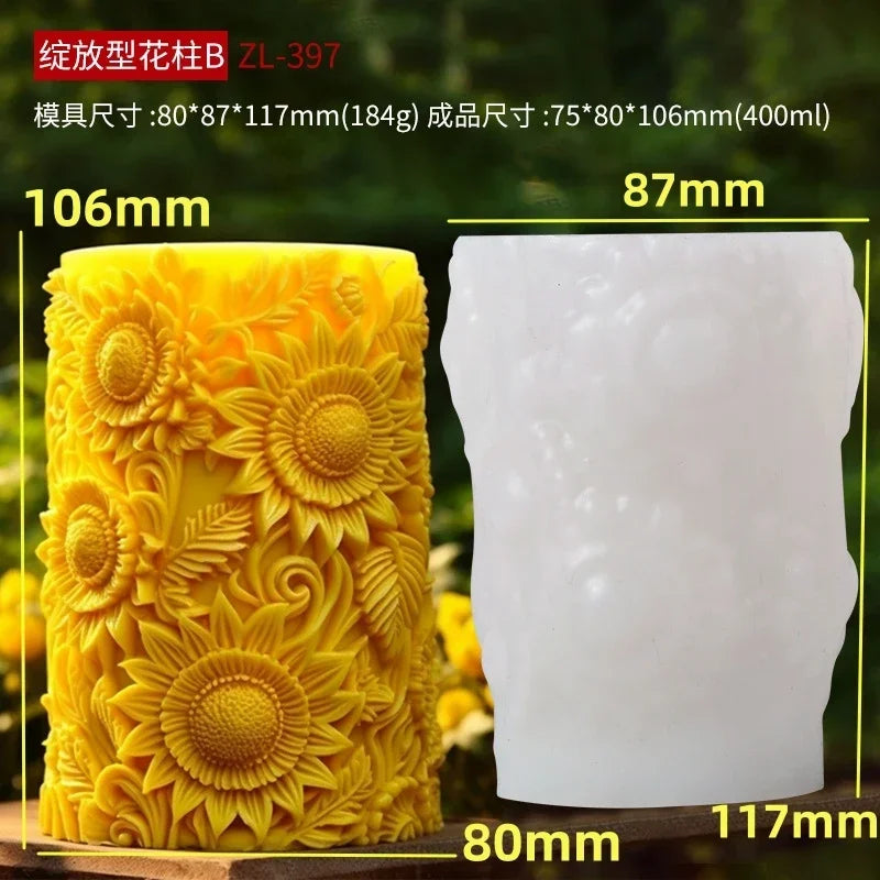 Grande stampo in silicone per candela a forma di rosa con fiore di peonia