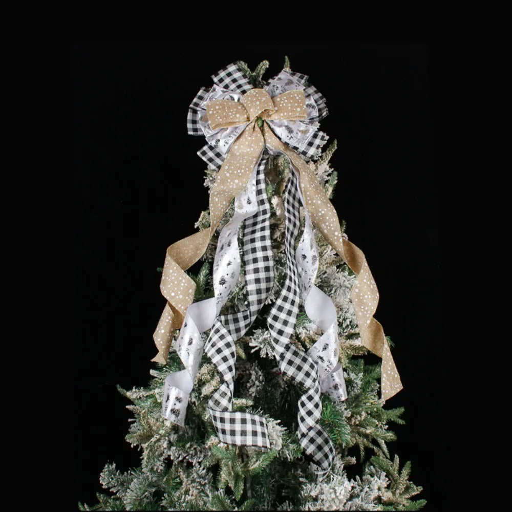 Decorazione per albero di Natale con fiocco appeso a nastro lungo