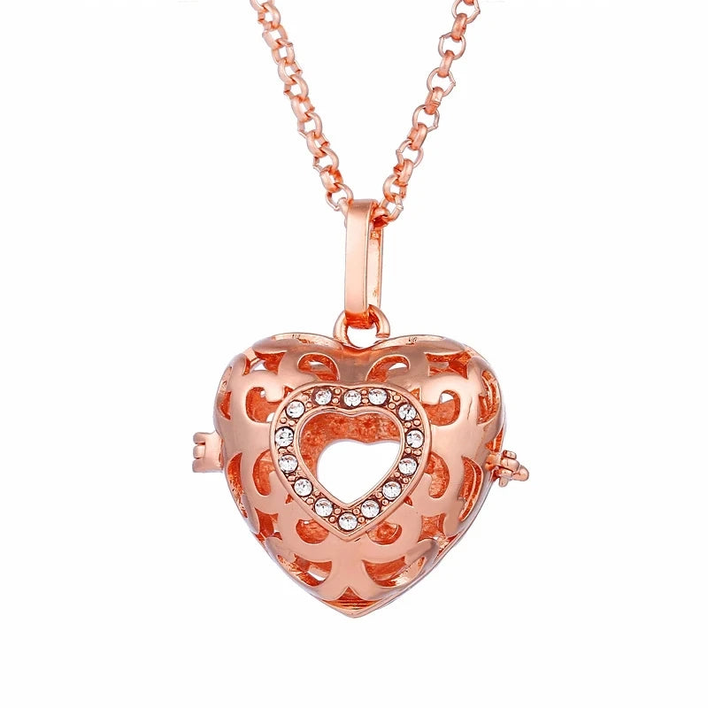 Collana con medaglione, campanellino musicale Mexico Chime, chiamata a sfera degli angeli, collana vintage per gravidanza, diffusore di oli essenziali per aromaterapia, accessori