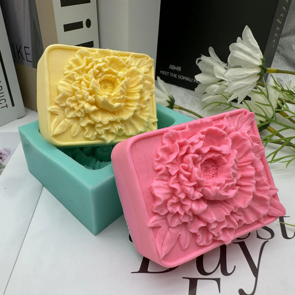 Elegante stampo per sapone a forma di girasole rettangolare 3D