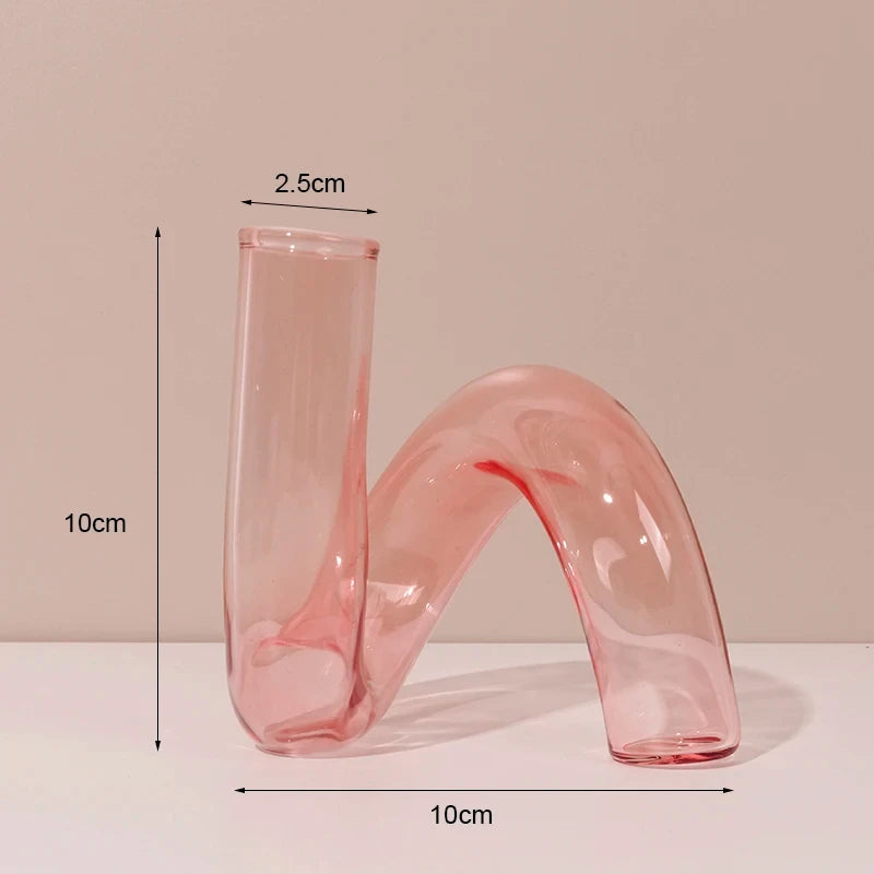 Portacandele in vetro blu navy con motivo a strisce floreali