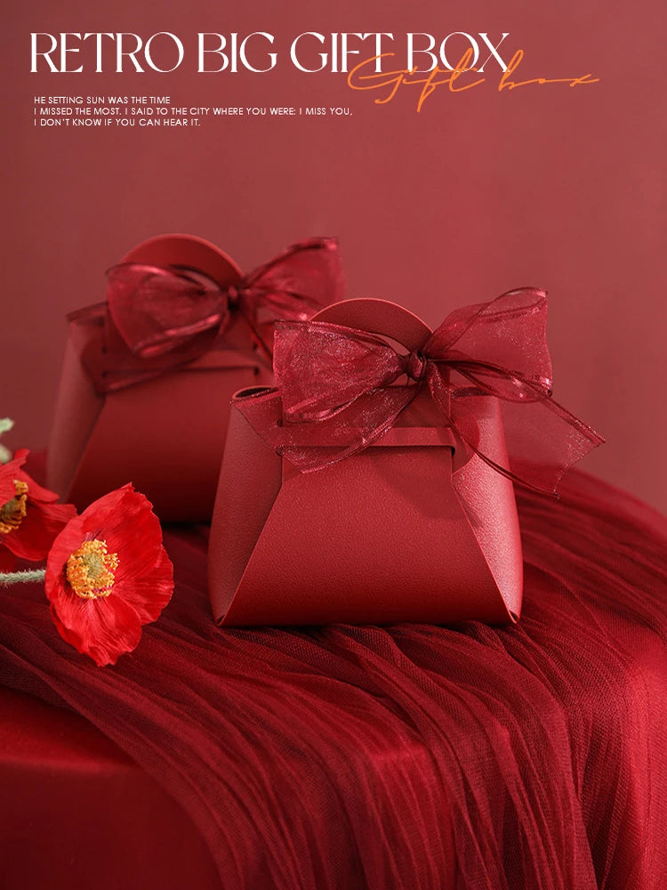 Borse regalo in pelle, mini borsetta con nastro, 5 pezzi