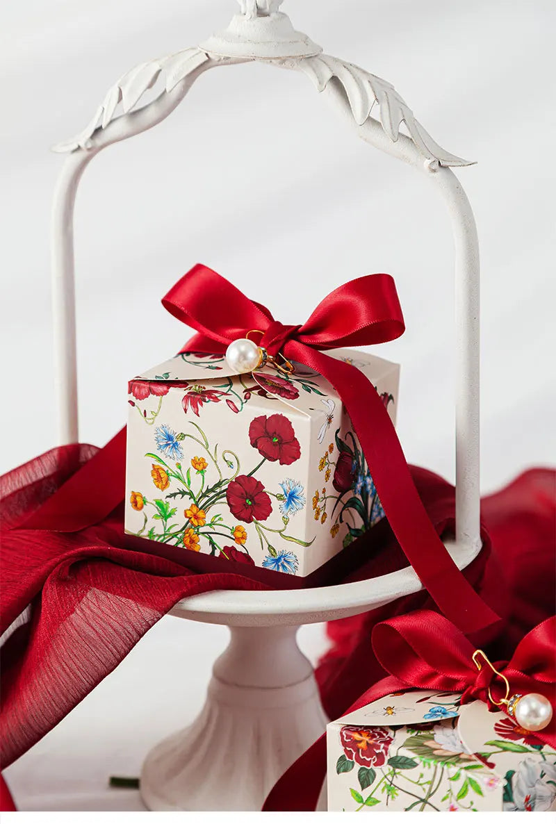 Nuova serie Mori, pianta dipinta a mano con nastro, scatola per matrimonio, 20/50 pezzi