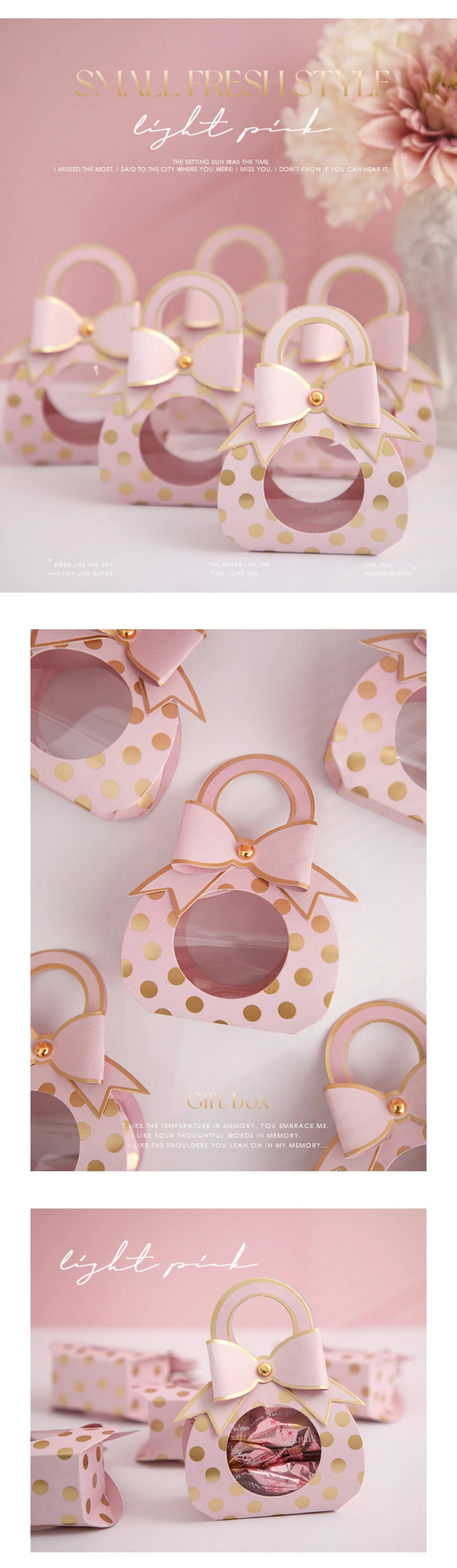 Sacchetto di caramelle creativo stile ciuccio, scatola di cioccolatini per bomboniere di nozze. 50 pezzi