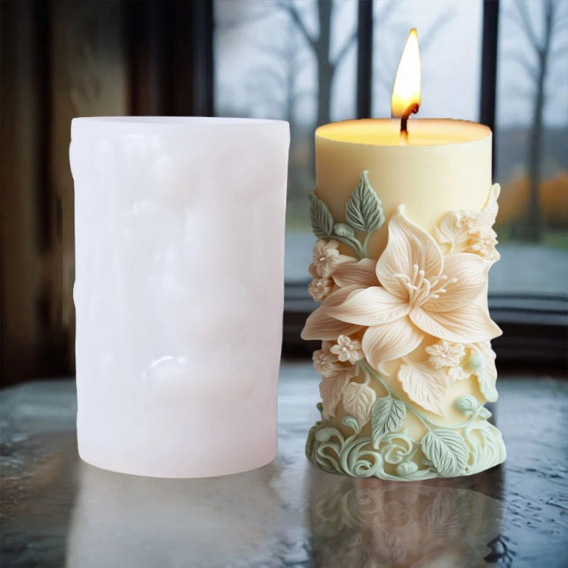 Stampo in silicone per candele cilindriche in gesso a forma di fiore di lavanda