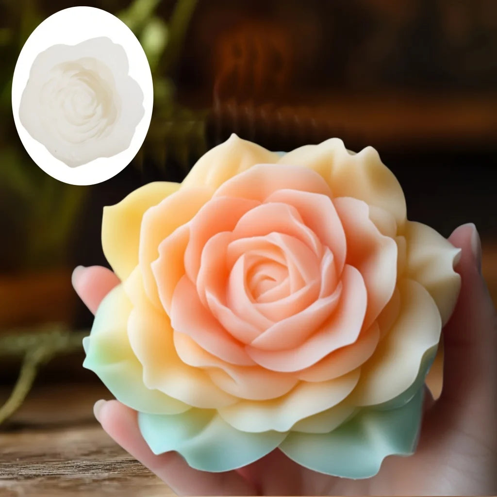 Grande stampo in silicone 3D per candela a forma di fiore di peonia