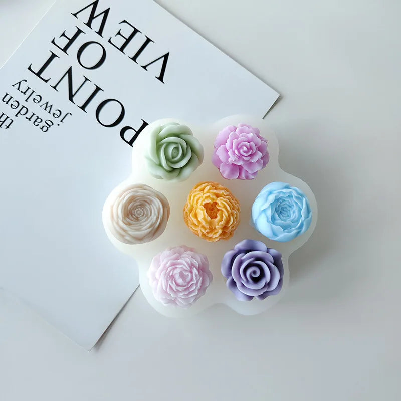 Stampi in silicone 3D per rose e peonie - 7 pezzi 