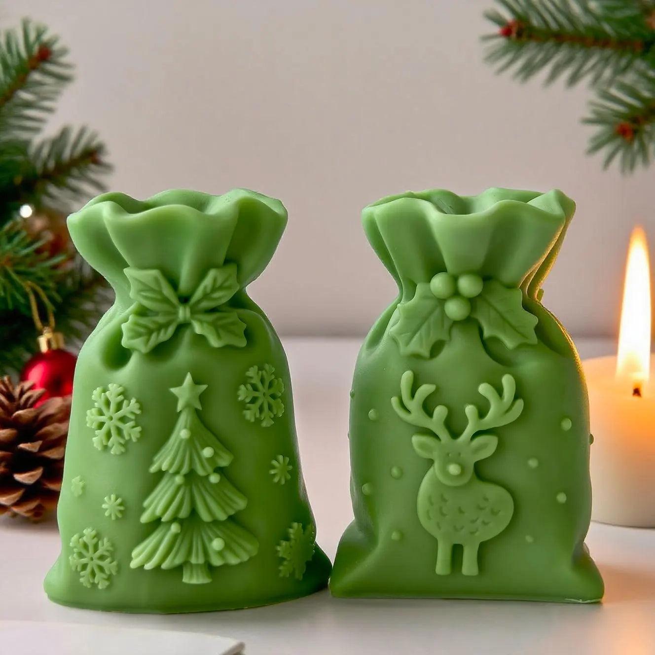 Stampo in silicone per candele a forma di sacchetto regalo di Natale