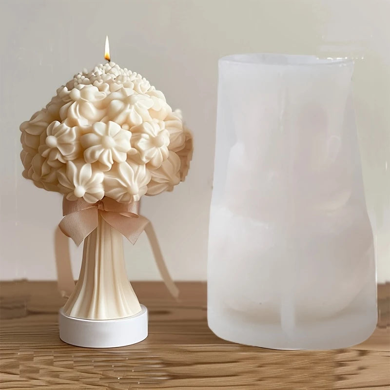 Grande stampo in silicone 3D per candela a forma di fiore di peonia