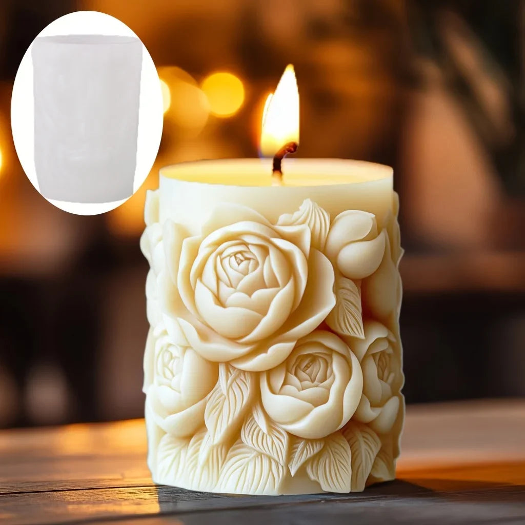 Stampo in silicone per candele cilindriche in gesso a forma di fiore di lavanda
