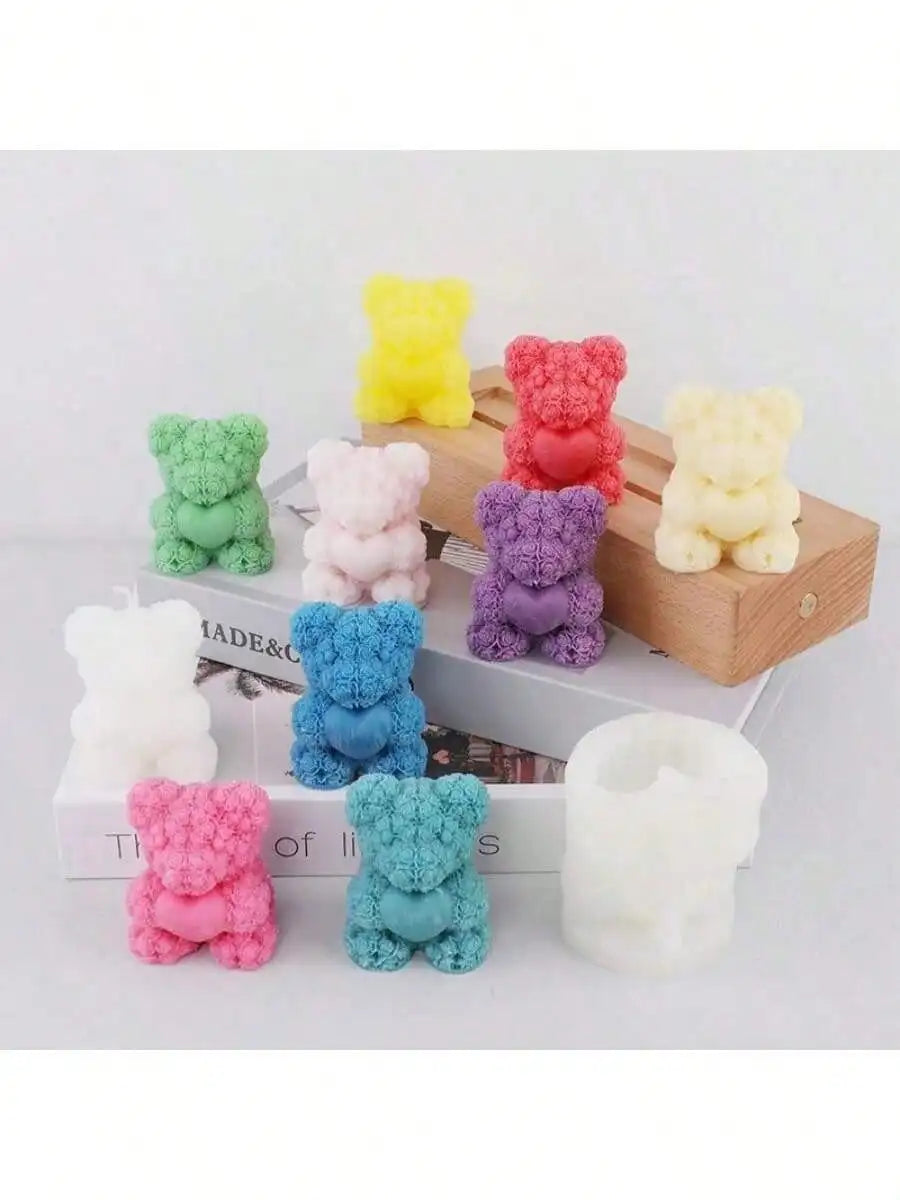 Stampo a forma di cuore a forma di orsetto rosa per la realizzazione di candele