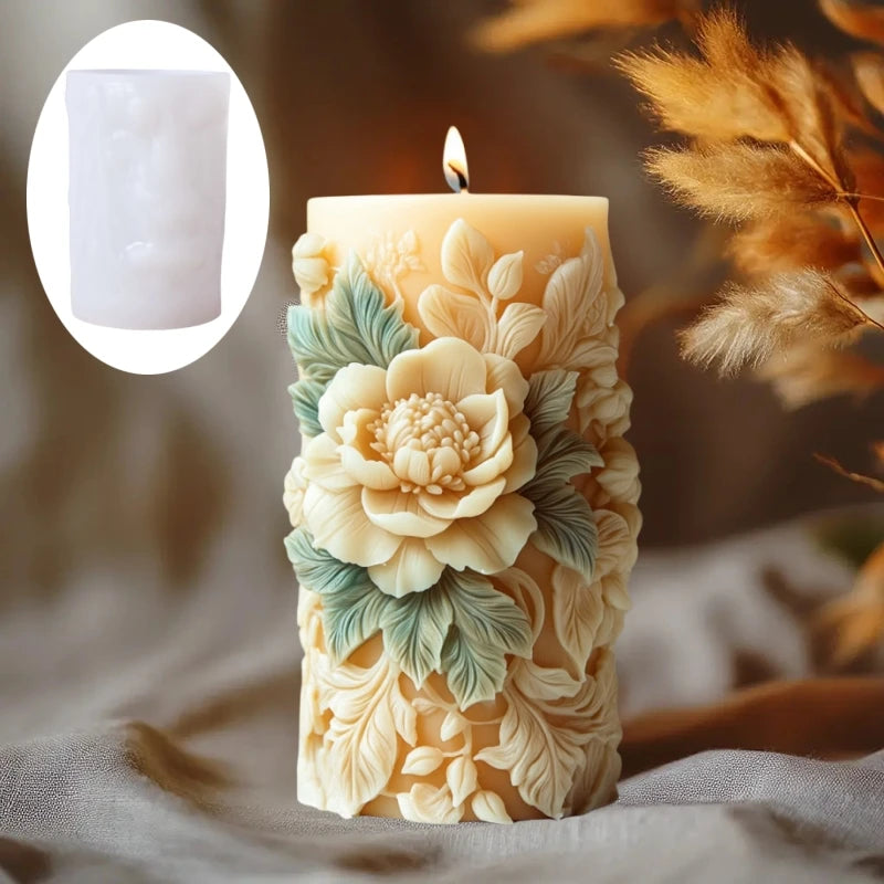 Grande stampo in silicone per candela a forma di rosa con fiore di peonia