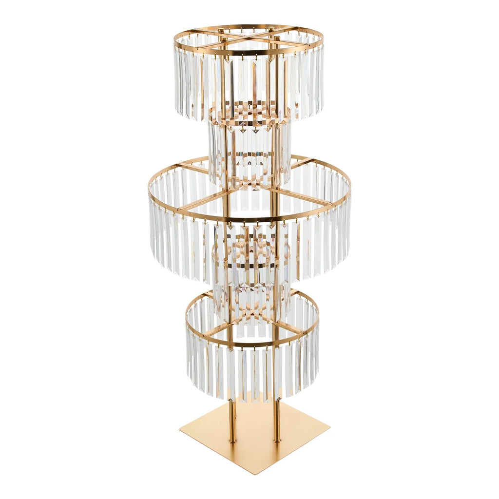 Centrotavola rotondo in metallo a 5 livelli, in cristallo dorato, da 43,3 pollici.