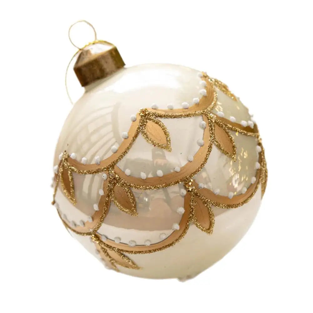 Decorazioni per l'albero di Natale, palline di vetro glitterate.