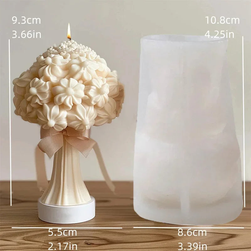 Stampo in silicone per candele cilindriche in gesso a forma di fiore di lavanda