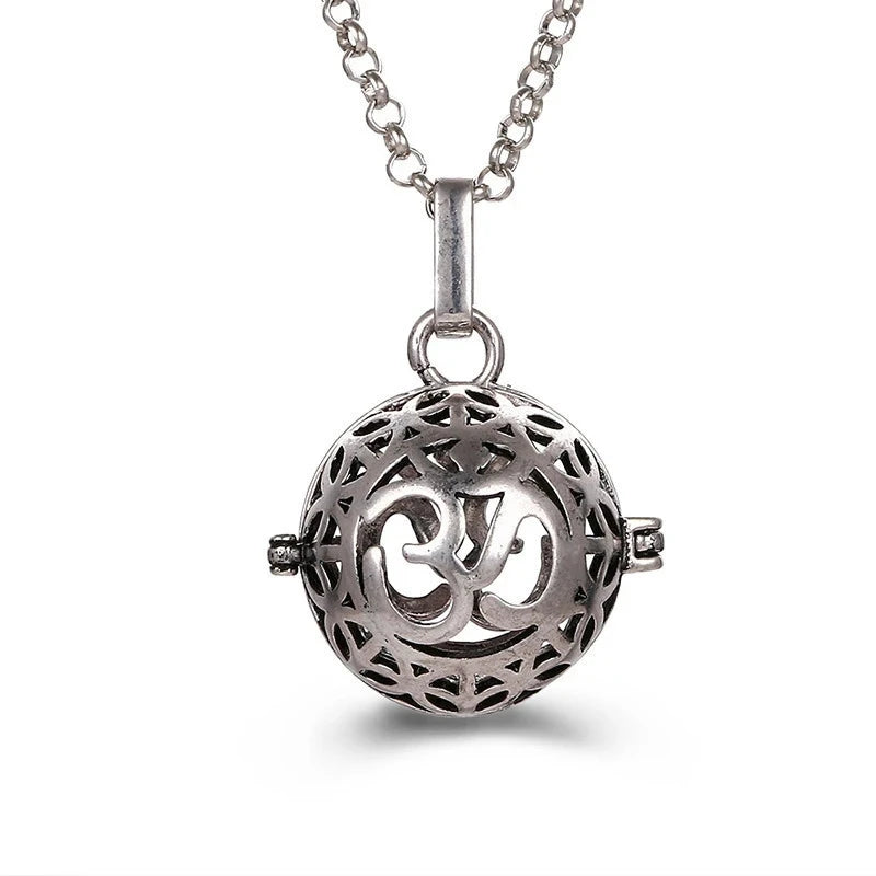 Collana con medaglione, campanellino musicale Mexico Chime, chiamata a sfera degli angeli, collana vintage per gravidanza, diffusore di oli essenziali per aromaterapia, accessori