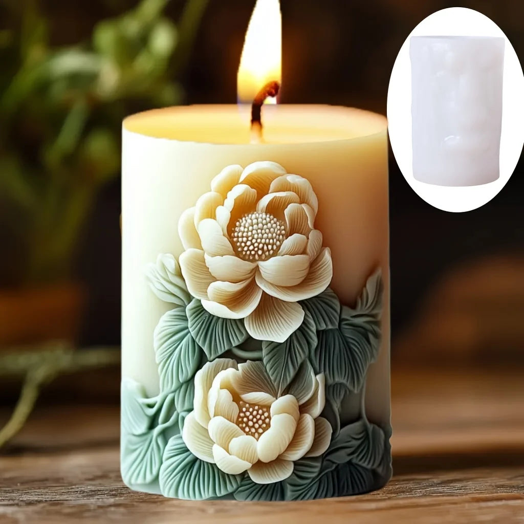 Stampo in silicone per candele cilindriche in gesso a forma di fiore di lavanda