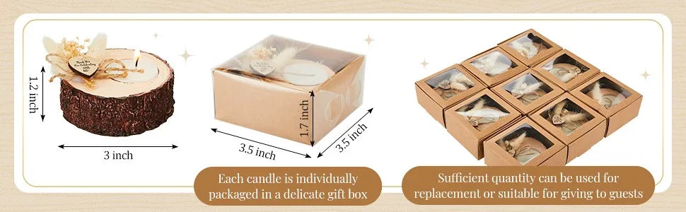 Candele per ospiti, portacandele in legno per lumini da matrimonio, 10/15/20 pezzi, bomboniere