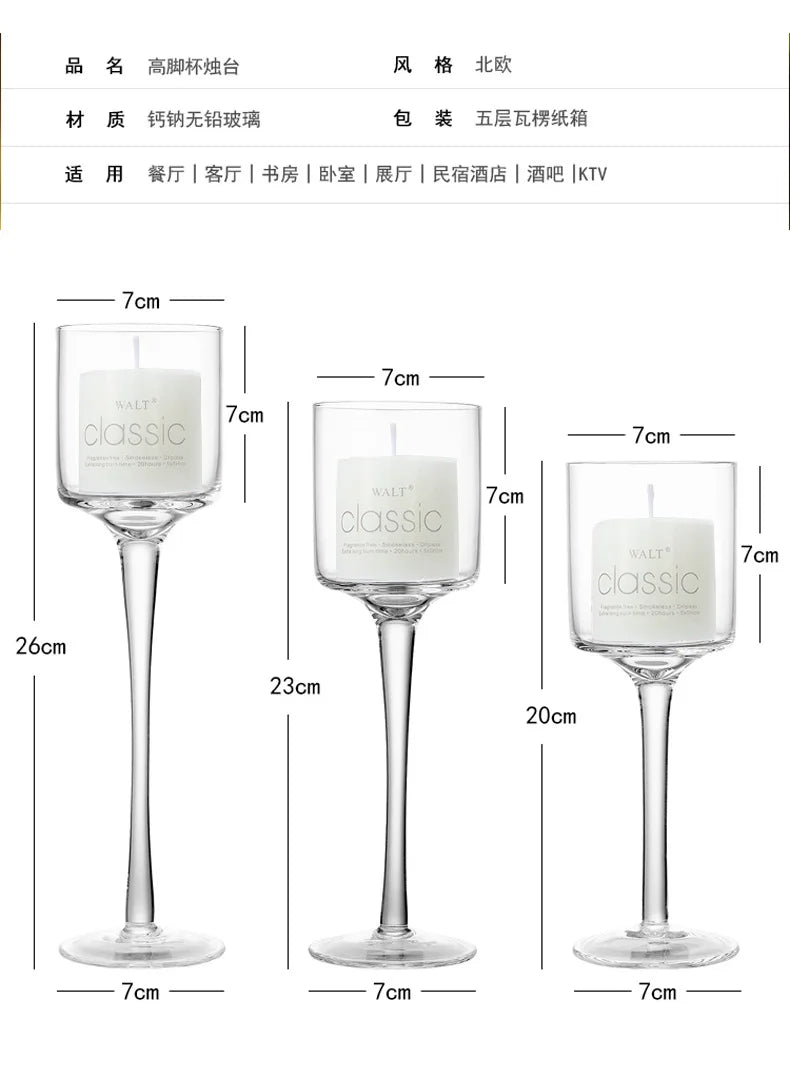 Candela per eventi in vetro europeo romantico